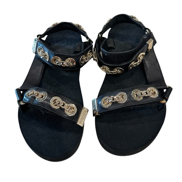 Maje Frankie Chain-Embellished Leather Sandals Size 36 - Picture 1 of 11